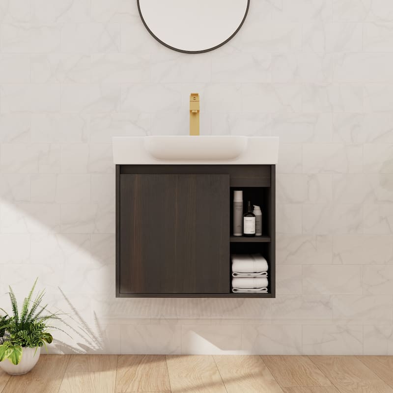 Beingnext 24"/28" Bathroom Vanity with Sink, Floating Bathroom Vanity with Soft Close Door and Shelf