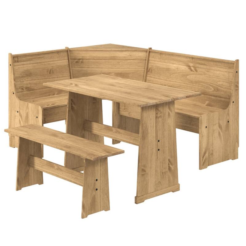 Corner Dining Set Corona | Furniture Dash - Antique brown color stain.