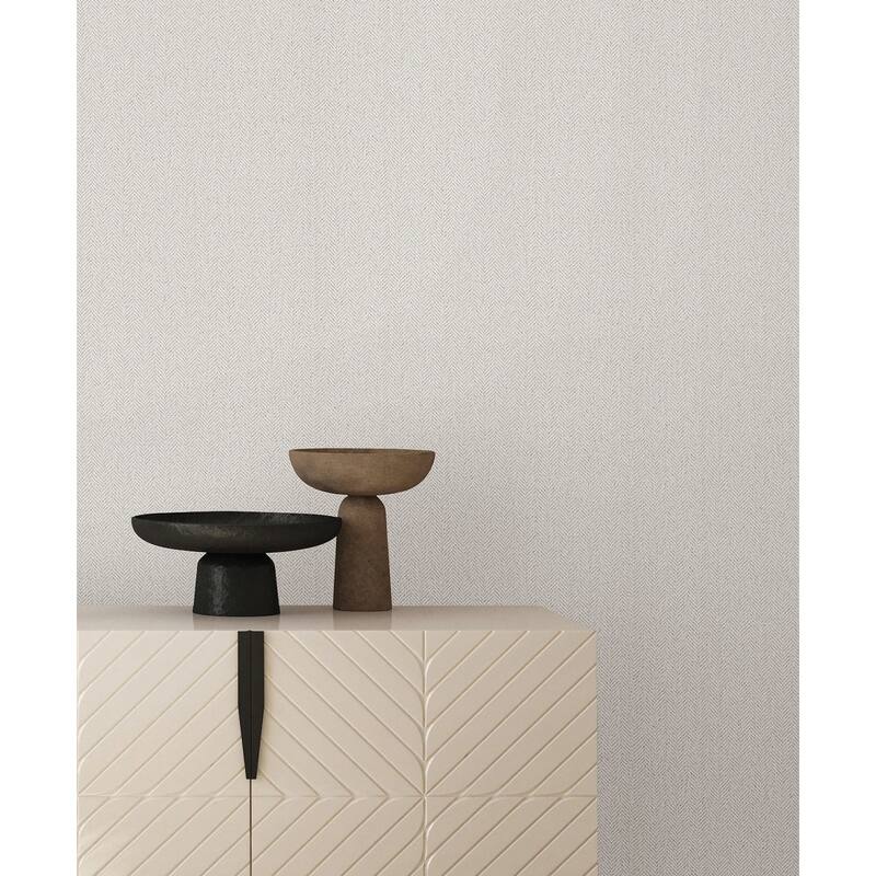 York Wallcoverings Tailored Chevron White Wallpaper