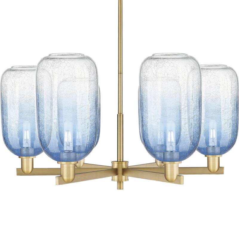 Innovations Lighting 716-6CR-17-24 Brookhaven Cloche Chandelier - Brushed Brass / Sapphire Blue