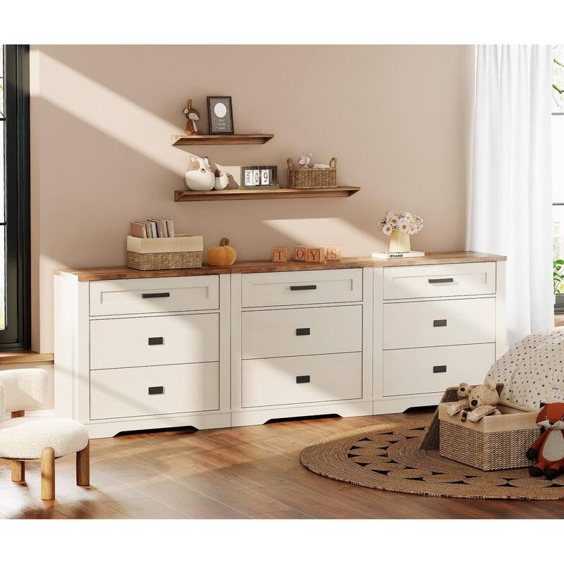 WAMPAT Mid Century Modern Dresser, 31.9" Tall Storage Cabinet with Drawers
