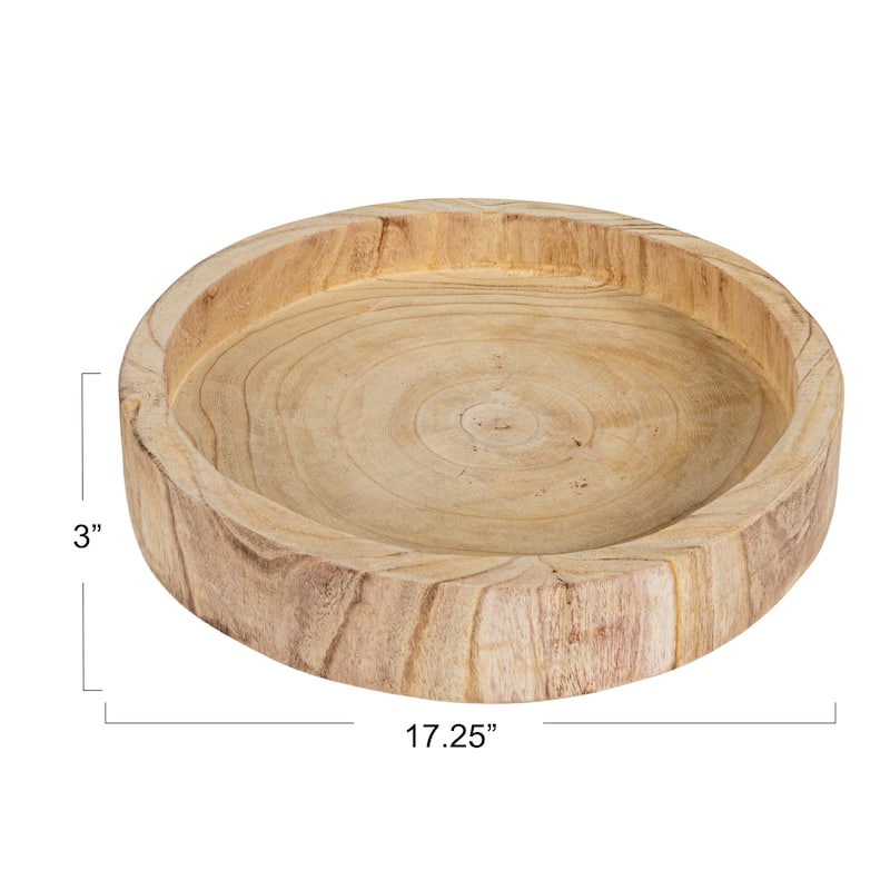 Hand-Carved Decorative Paulownia Wood Tray