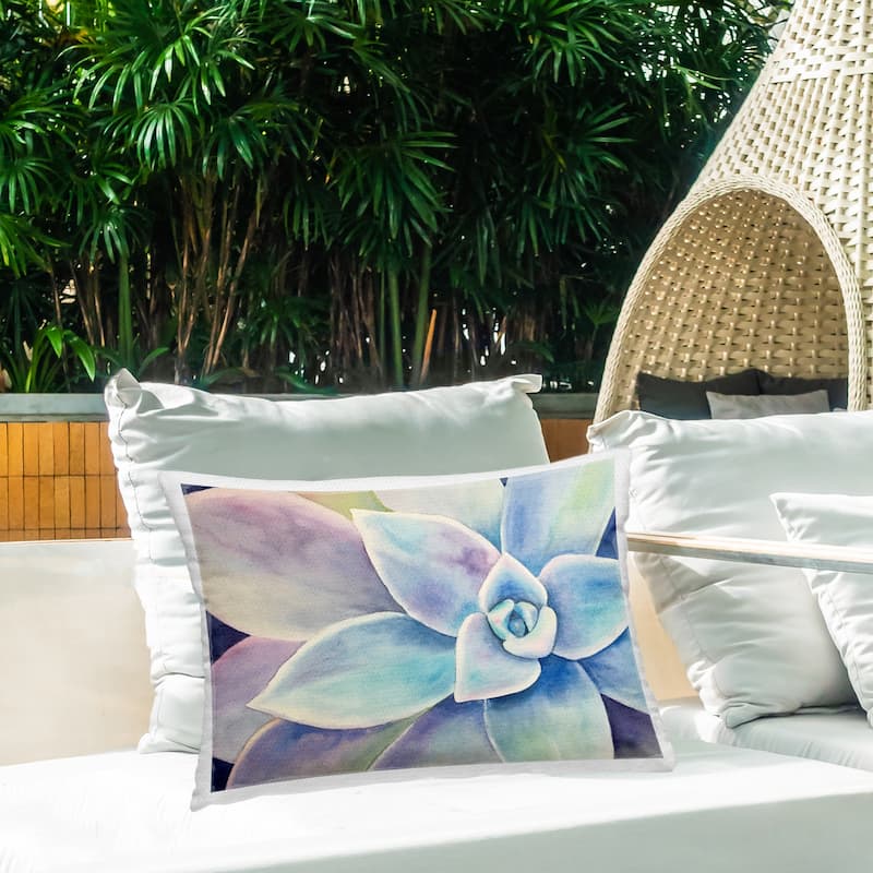 Stupell Cool Toned Succulent Leaves Printed Outdoor Throw Pillow Design by Stephanie Fielden