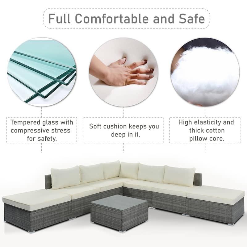 8-Pieces Patio Conversation Sofa Set with Table