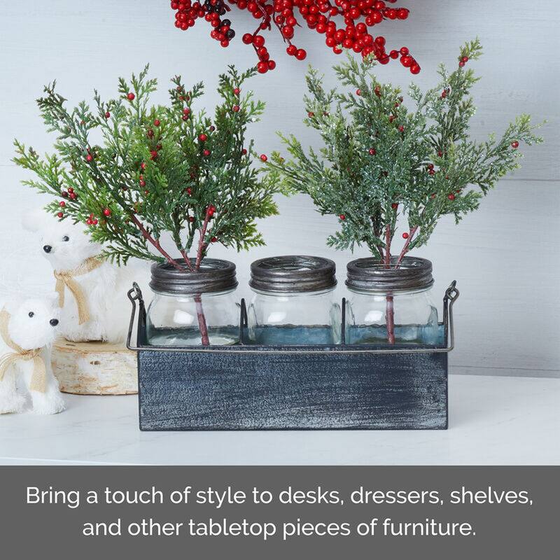 Elements Metal Carrier with Glass Mason Jars