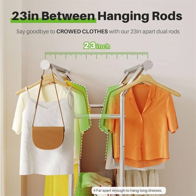 625 lbs Clothing Racks with Wheels - 71"D x 21.65"W x 68"H