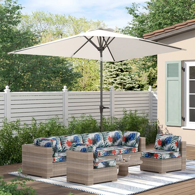 14-Piece Patio Furniture Sofa Cushions, 6-Seater Outdoor Cushion Set (Only Include Cusions，Not Sofa） - 25.6*25.6*4in - Hawaiian flowers