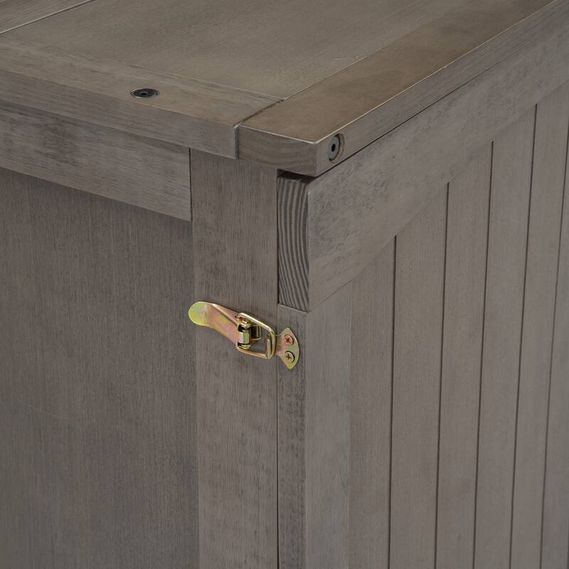 Grey Queen Murphy Bed in Antique with Charging Station and Storage Drawer - Pine and MDF
