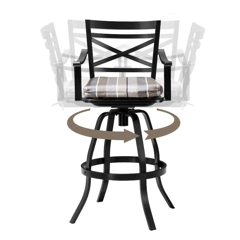 Pellebant Patio Outdoor Aluminum Swivel Bar Stools with Sunbrella Cushion - 21.7 in W x 16.5 in D x 46 in H