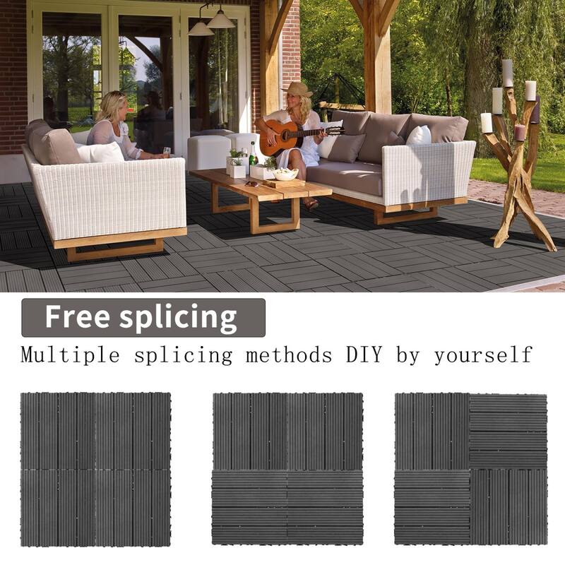 11.8" x 11.8" square wood-plastic composite deck tiles