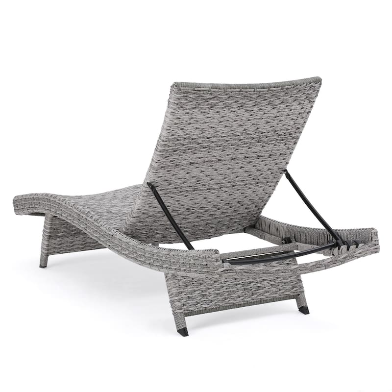 Rustic Outdoor Aluminum Frame Wicker Recliner Set of 2