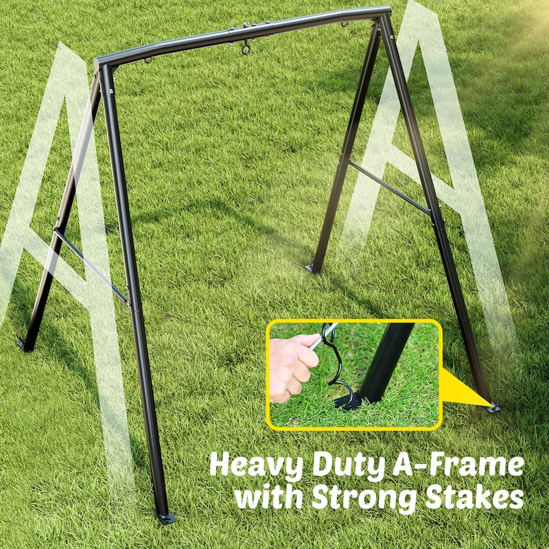 Trekassy 60" Large Heavy Duty Metal Swing Set, 440lbs Saucer Swing with Frame for Kids Outdoor Backyard(Blue)