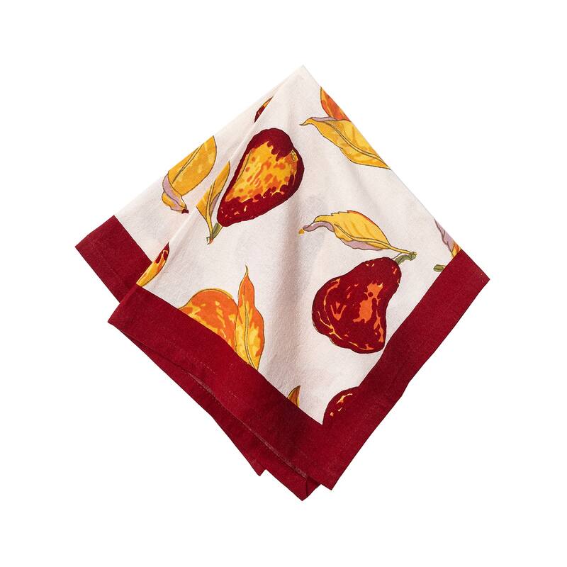 Couleur Nature Orchard Pear Napkins - Burgundy - 19" x 19" - Set of 6 - 19 x 19