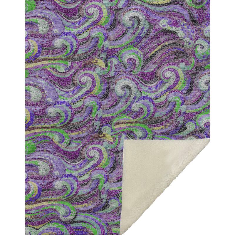 Premium Machine Washable ASB193 Mosaic Wave Sherpa Throw Blanket