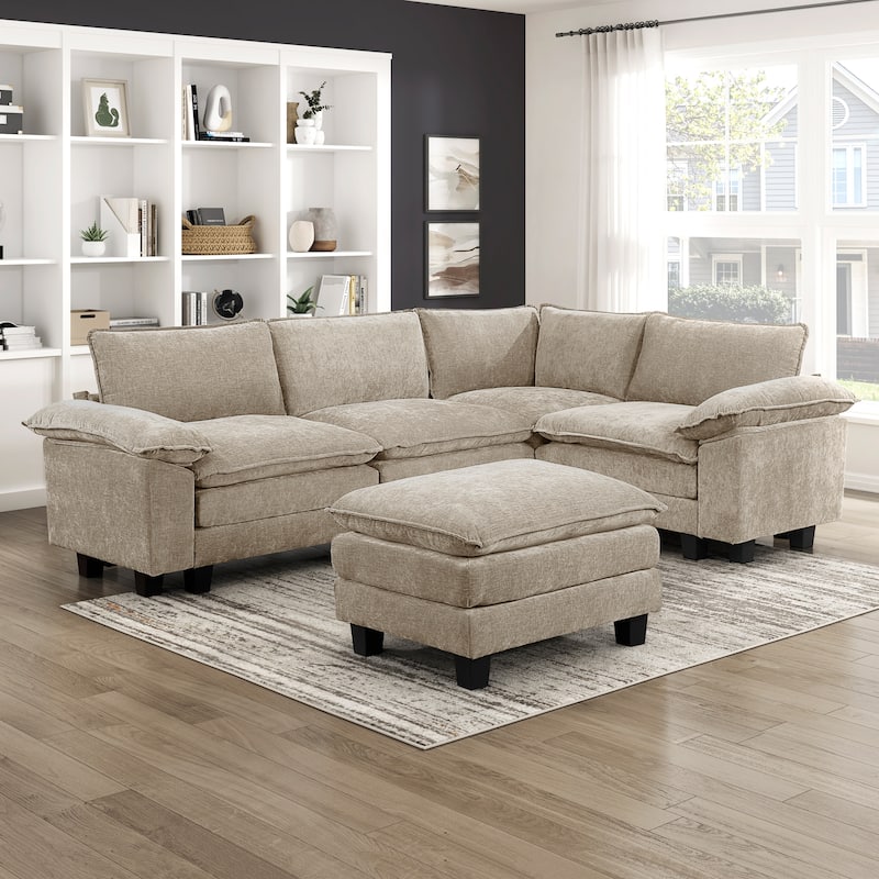 Fremont & Park Terra Chenille 5-Piece Modular Sectional Sofa - Ottoman