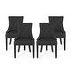 preview thumbnail 19 of 21, Hayden Modern Tufted Fabric Dining Chairs (Set of 4) by Christopher Knight Home Dark Gray + Espresso