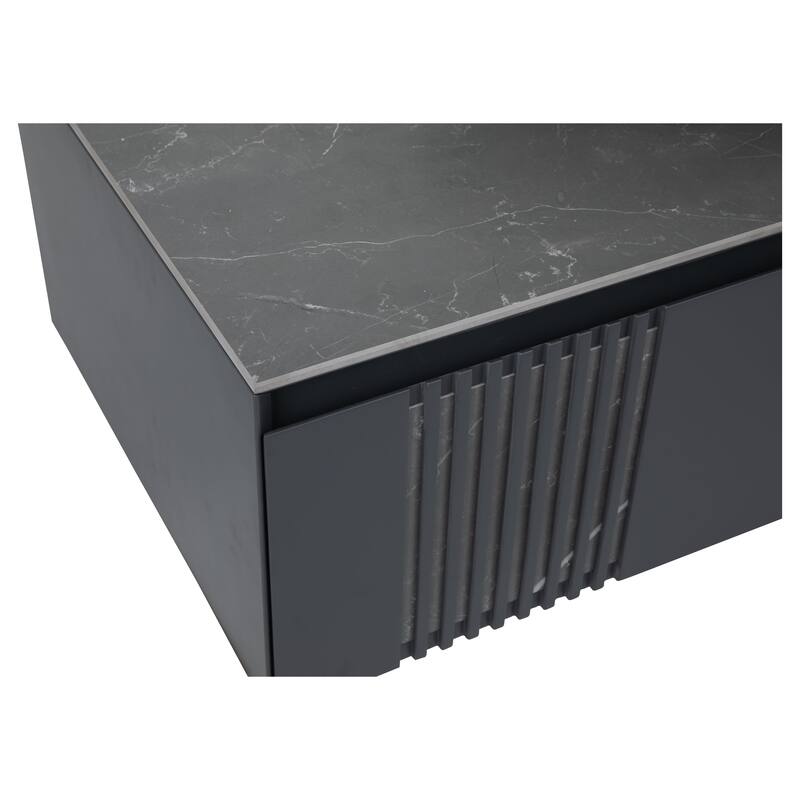 Modern Wall-Mount Bathroom Vanity with Washbasin Manhattan Concrete Non-Toxic MDF-40"-Simple 24"