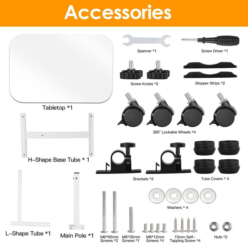 White Height Adjustable Standing Desk with Swivel Top and Lockable Wheels Perfect for Laptop Use