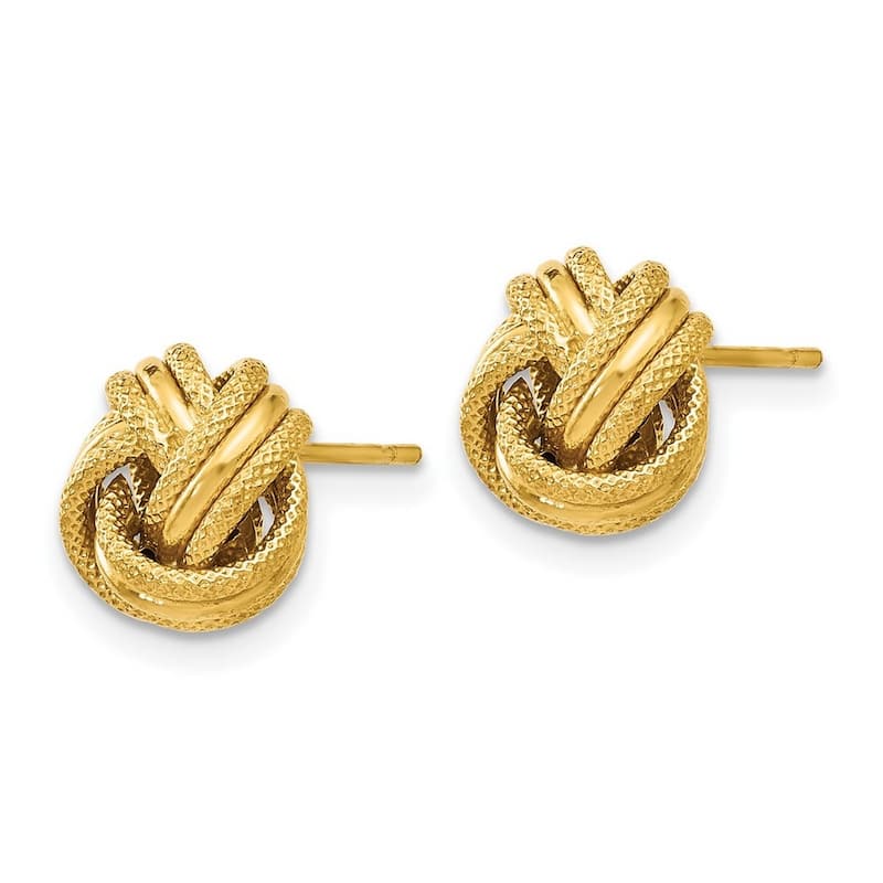 Curata 14k Yellow Gold Diamond-cut 9mm Love Knot Post Earrings