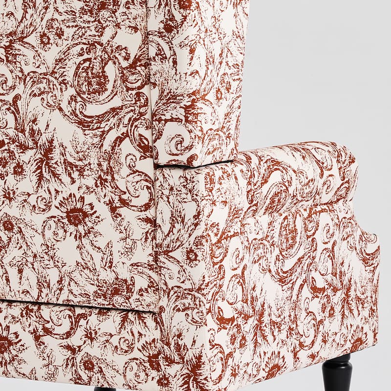 2 Set Traditional Patterned Wingback Accent Chairs with NailHead