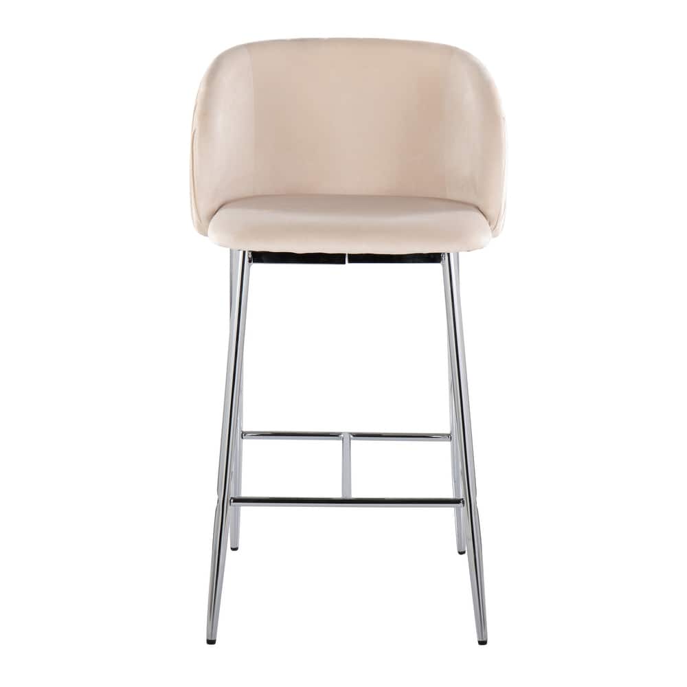 Silver Orchid Pleated Fixed-Height Counter Stool - Set of 2