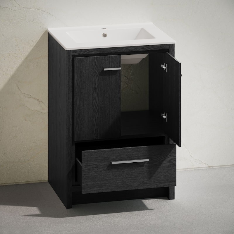 Virage 24" Freestanding Bathroom Vanity In Black Oak With Sink Top - 24