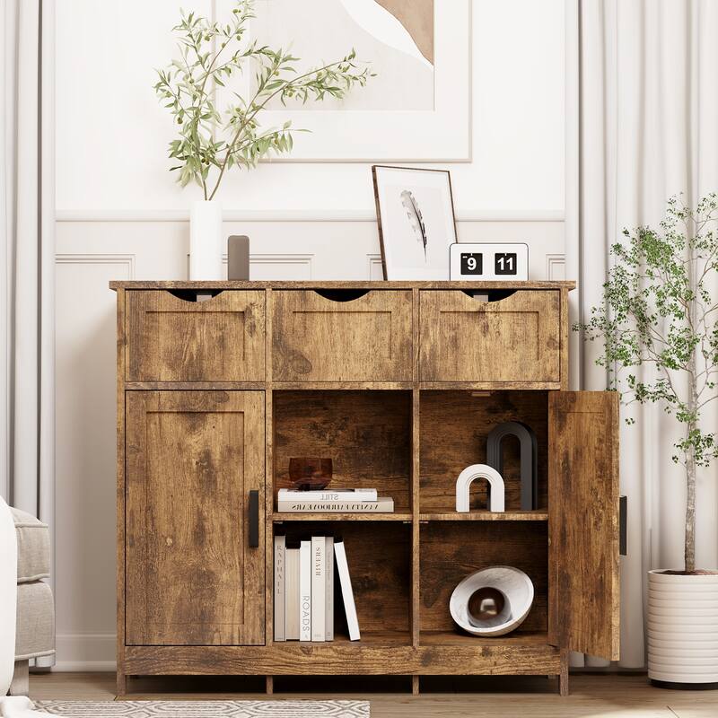 35.4" Wide 3 Drawer Sideboard ,Storage Cabinet & Buffet - 35.40"x31.10"x11.80"