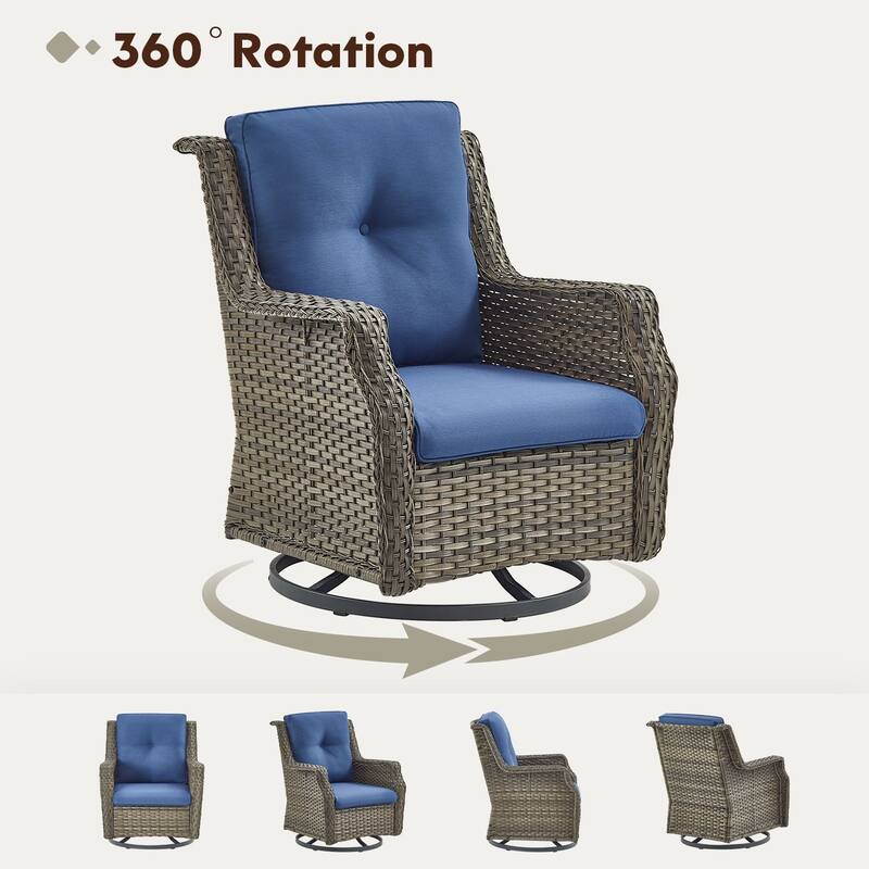 Gymojoy Wicker Swivel Glider Chair with Pro Olefin Cushions - 2-Piece