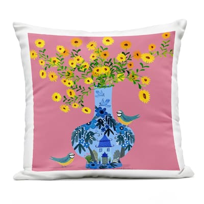 Stupell Ornate Vase with Daisies Printed Outdoor Throw Pillow Design by Kay Widdowson