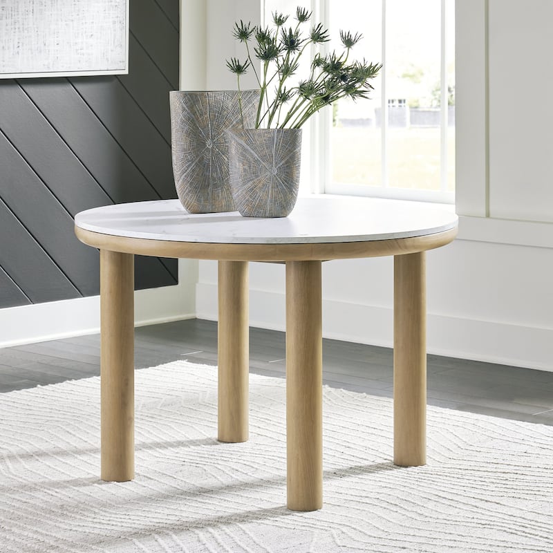 Signature Design by Ashley Sawdyn Dining Table - 45"W x 45"D x 30"H - Light Brown
