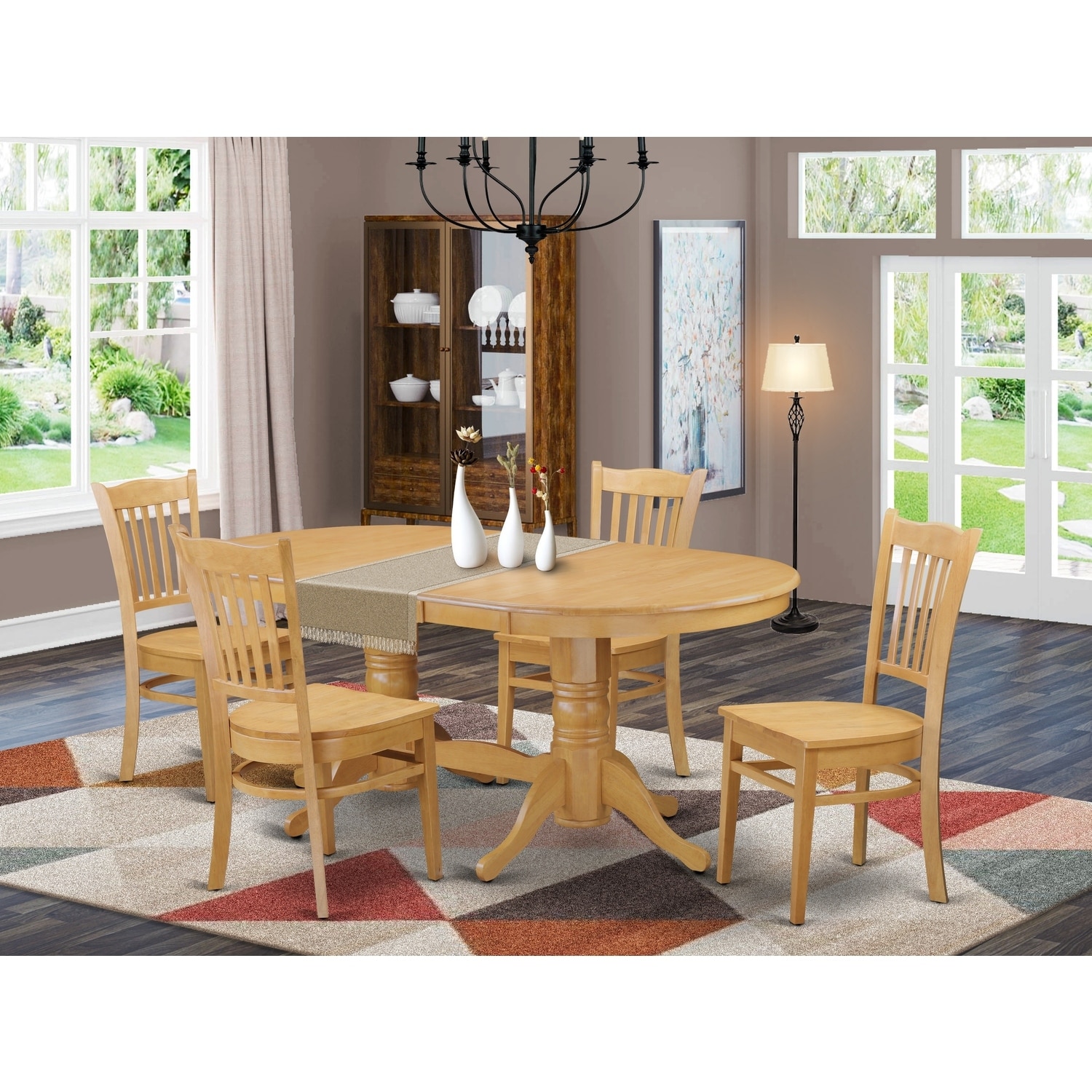 Sleek Dining Table Set - Modern Kitchen Table with Chairs - 8 Seater Oval Table
