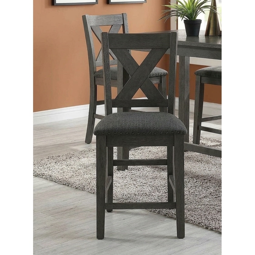 Dining Chairs Counter Height X-Cross Backrest Gray Finish