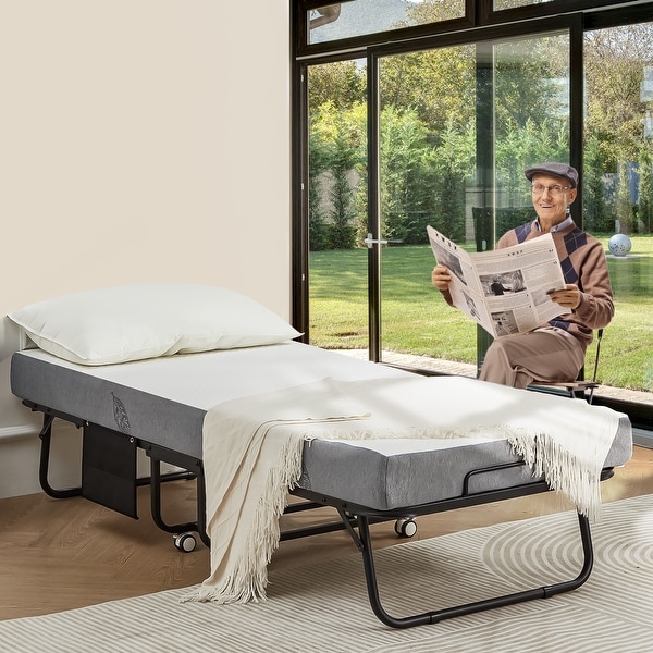 Erommy Folding Bed with Memory Foam Mattress Portable foldable guest bed for adults with luxurious 5 inch memory foam mattress