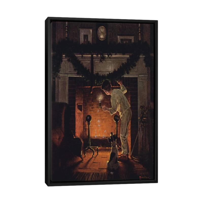 iCanvas "Is He Coming? " by Norman Rockwell Framed Canvas Print - Black - 40x26