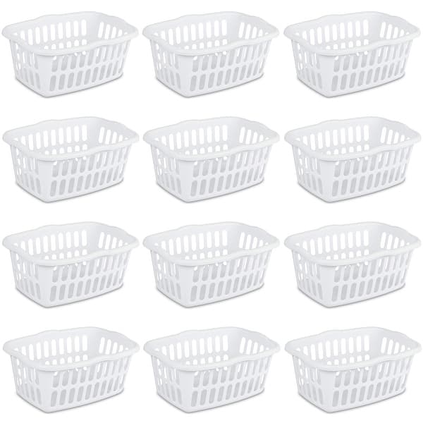 slide 2 of 8, Sterilite 1.5 Bushel Rectangular Plastic Laundry Basket Bins, White, 12 Pack - 24 x 17.38 x 10.38 inches