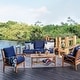 preview thumbnail 39 of 45, Cambridge Casual Lowell 5-piece Teak Wood Outdoor Conversation Set Natural Teak/Navy Cushion