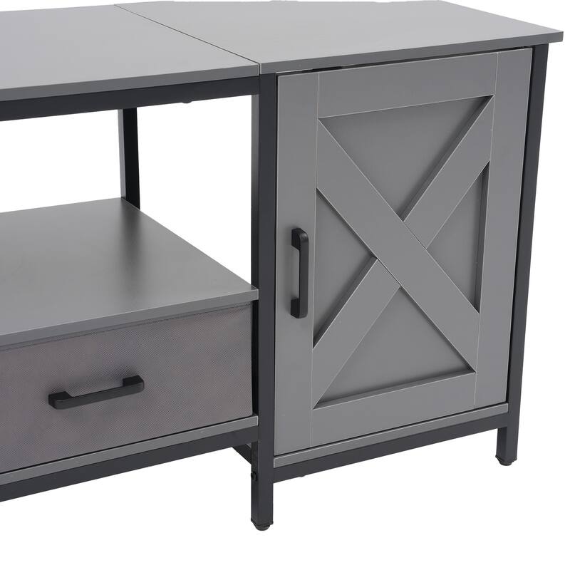 Farmhouse TV Stand for up to 65" TV with Storage Cabinets and Drawers