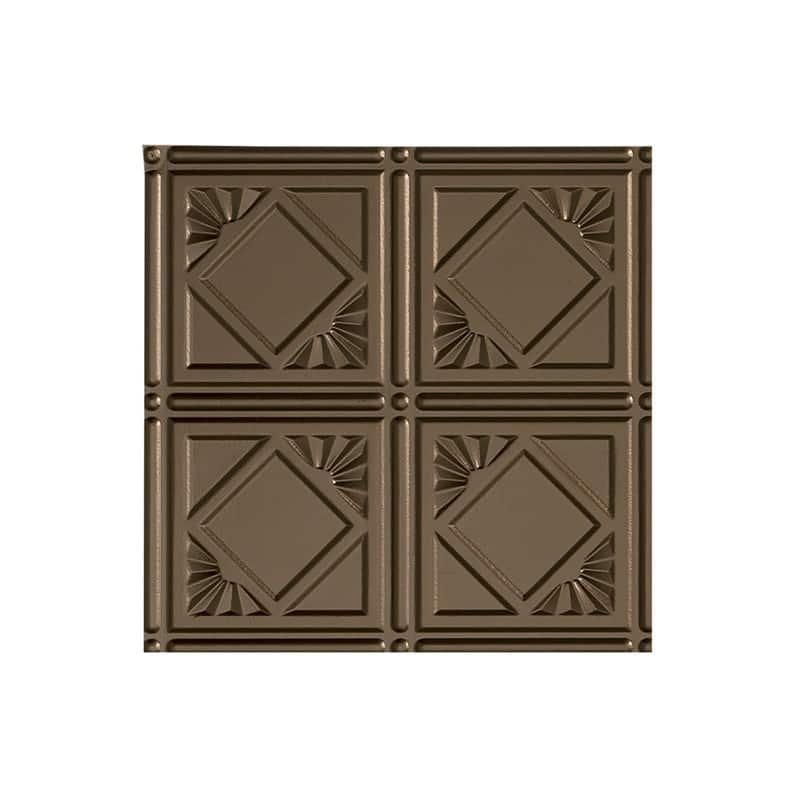 FASÄDE Traditional Style 4 Decorative Vinyl 2ft x 4ft Glue Up Ceiling Panel in Argent Bronze (5 Pack) - 12in x 12in Sample - Argent Bronze