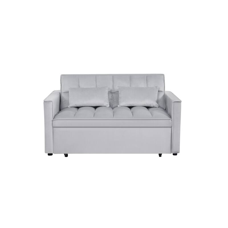 Modern Convertible Futon Sofa Bed,Adjustable Backrest,Armrest Holders