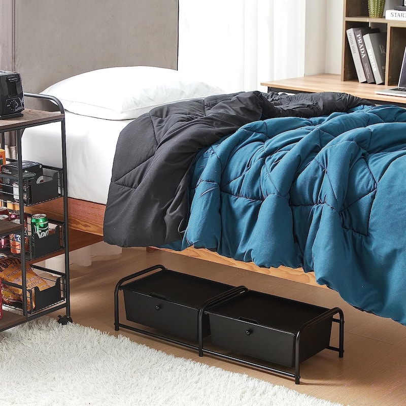 Suprima® Underbed Storage - Lidded 2 Section by DormCo - Black