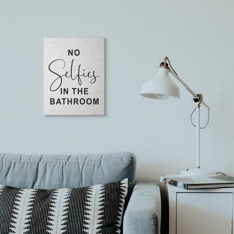 Stupell 'No Selfies' Funny Black and White Canvas - Multi-Color