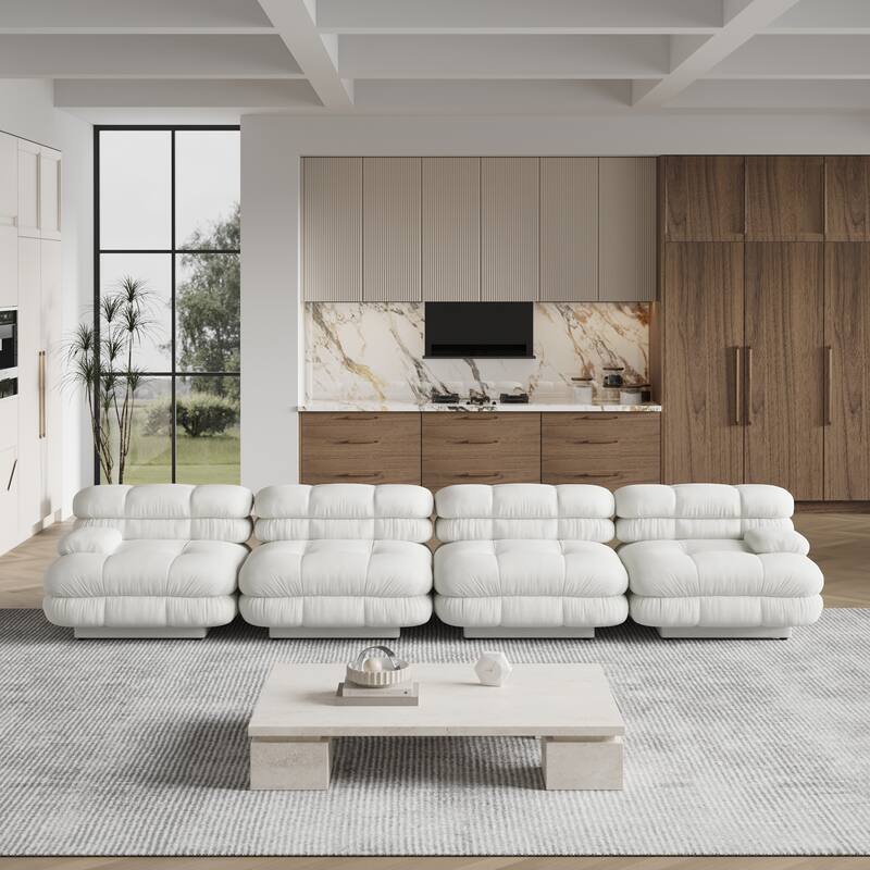 146'' Modular Sectional Couch Modern Tedy Velvet Sofa 4-Seater Couch for Living Room