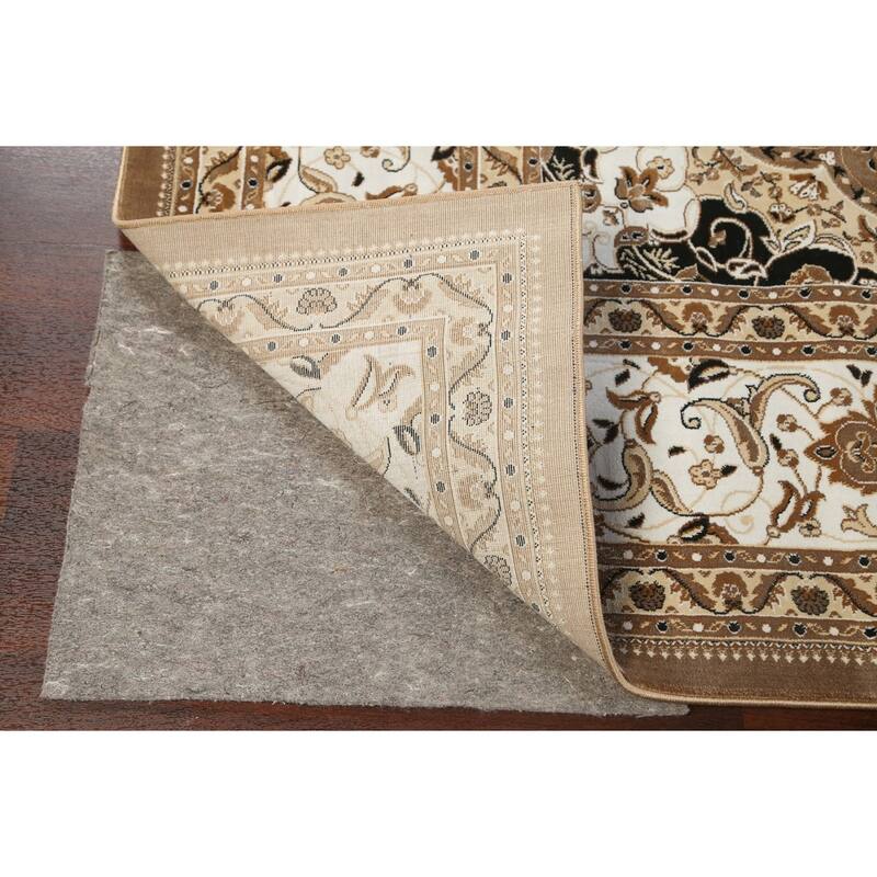 Traditional Brown Floral Oriental Tabriz Area Rug Turkish Carpet