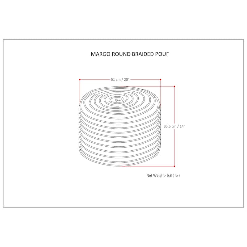 WYNDENHALL Mattise Boho Round Pouf in Braided Jute