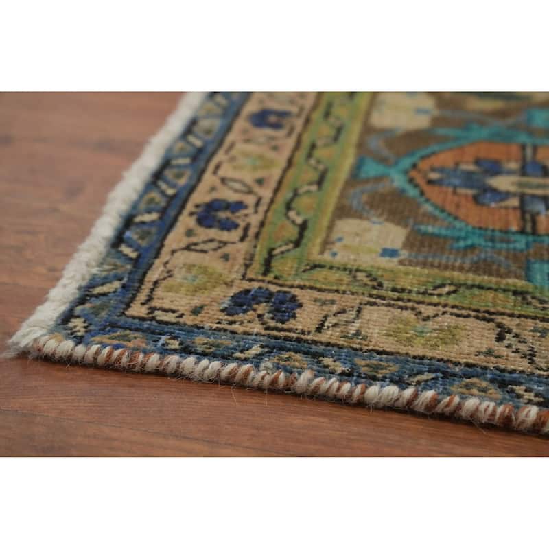 Hand Knotted Oriental 100% Wool Carpet Traditional Medallion Green Tabriz Area Rug - 9' 11'' X 6' 7''