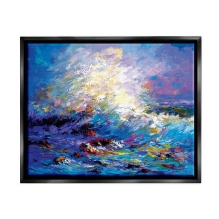 Stupell Abstract Colorful Ocean Waves Framed Floater Canvas Wall Art ...