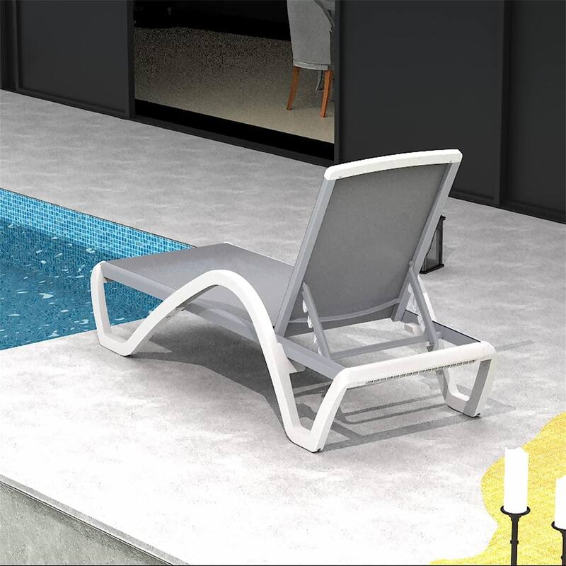 Patio Chaise Lounge Adjustable Aluminum Pool Lounge Chairs with Arm