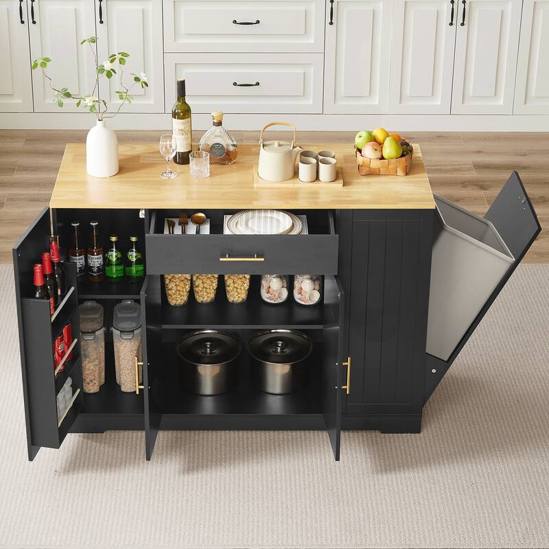 Kitchen Storage Islands with Drawers and Trash Can Storage for Kitchen & Dining