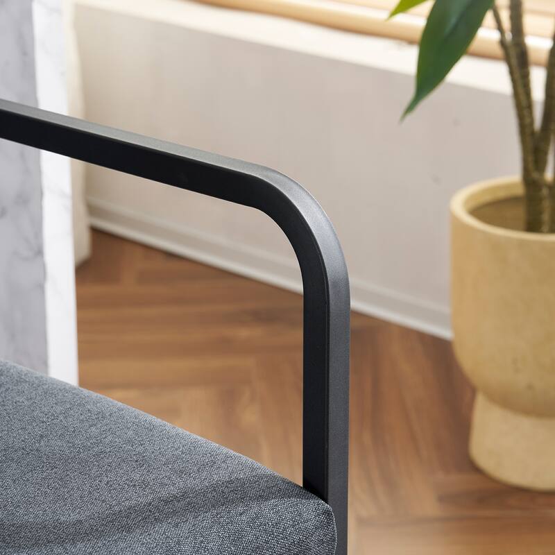 Upholstered Counter Height Bar Stool Set of 2, Armchair with Metal Frame