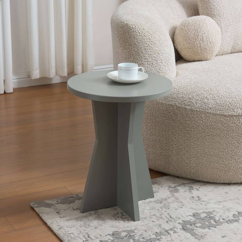 Adam Contemporary Wood Pedestal Accent Side Table - Grey
